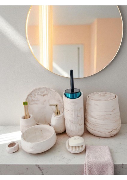 Mermer Desen Beton Banyo Seti,tuvalet Wc,çöp Kovası,katı,sıvı Sabunluk,tepsi,dekorasyon,aksesuar fırsatları