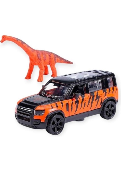 Çek Bırak Araç ve Dinazor Oyun Seti - 6843-2D- Turuncu