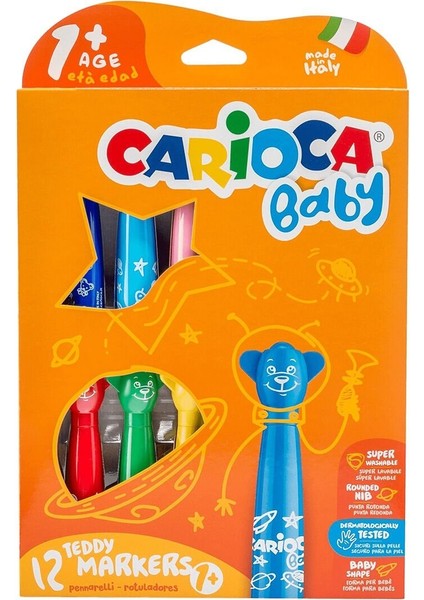 Carioca Teddy Jumbo Bebek Süper Yıkanabilir Keçeli Boya Kalemi 12li