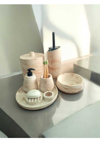 Mermer Desen Beton Banyo Seti,tuvalet Wc,çöp Kovası,katı,sıvı Sabunluk,tepsi,dekorasyon,aksesuar modelleri