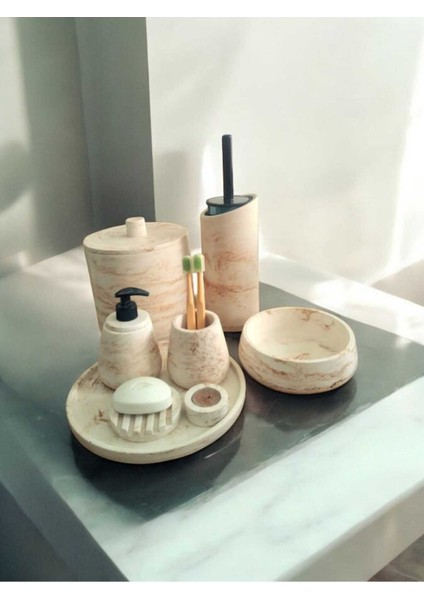 Mermer Desen Beton Banyo Seti,tuvalet Wc,çöp Kovası,katı,sıvı Sabunluk,tepsi,dekorasyon,aksesuar fırsatları