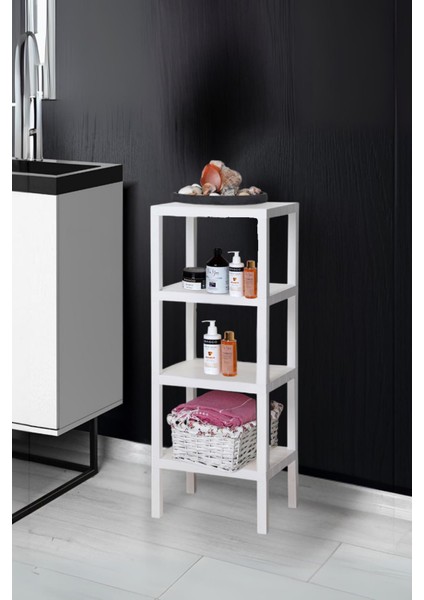 4 Katlı Beyaz Raf Kitaplık & Banyo Düzenleyicisi 100 cm fiyatları