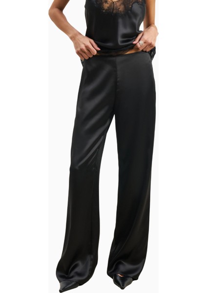 Formal Satin Straight Leg Trousers Saten Düz Paça Kadın Pantolon modelleri
