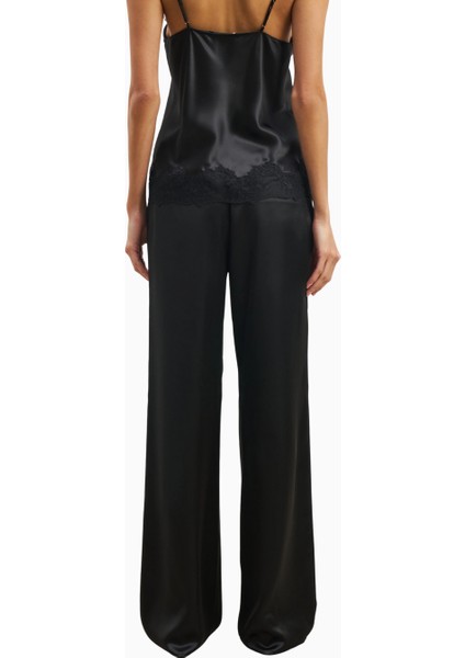 Formal Satin Straight Leg Trousers Saten Düz Paça Kadın Pantolon