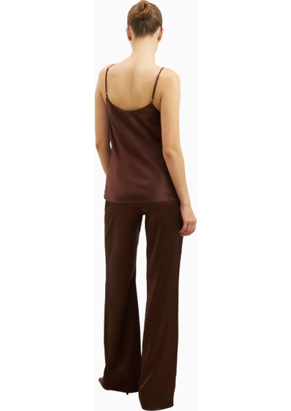 Formal Satin Straight Leg Trousers Saten Düz Paça Kadın Pantolon