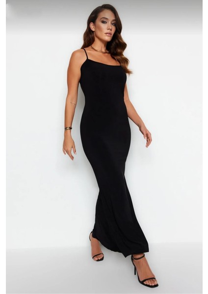 Kadın Ayarlanabilir Askılı Uzun Balık Etekli Elbise