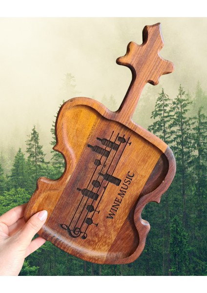 Wine Music Temalı Ahşap Dekoratif Tabak fırsatları
