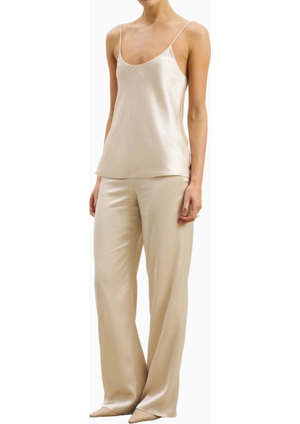 Formal Satin Straight Leg Trousers Saten Düz Paça Kadın Pantolon modelleri