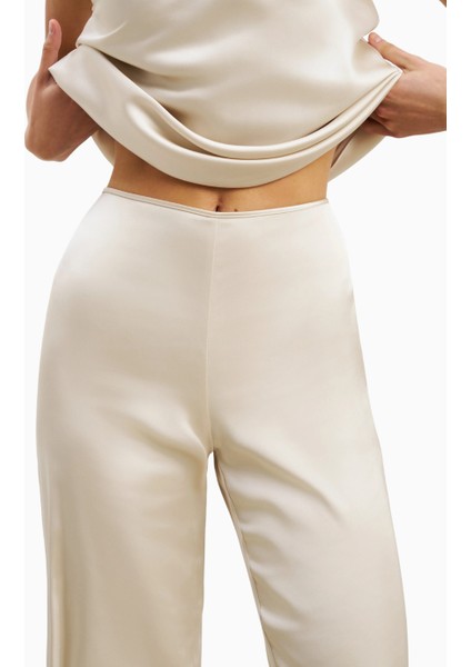 Formal Satin Straight Leg Trousers Saten Düz Paça Kadın Pantolon fırsatları