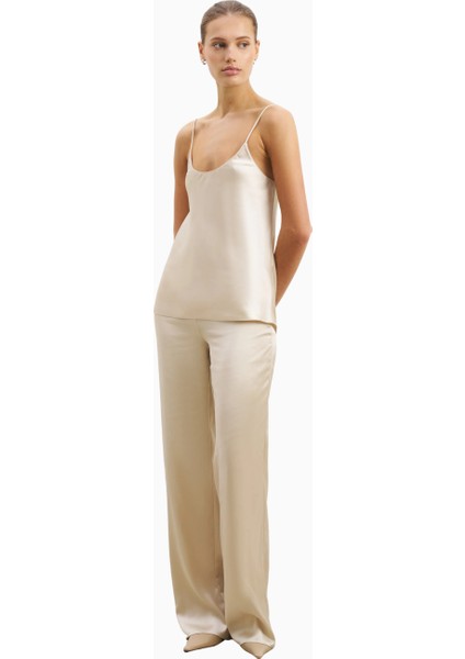 Formal Satin Straight Leg Trousers Saten Düz Paça Kadın Pantolon indirimleri