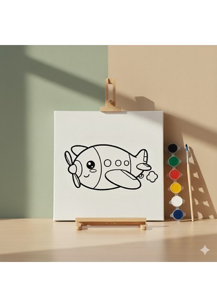 Çocuklar Için Ulaşım Araçları Serisi Kolay Uçak Çizimi Temalı Boyama Seti