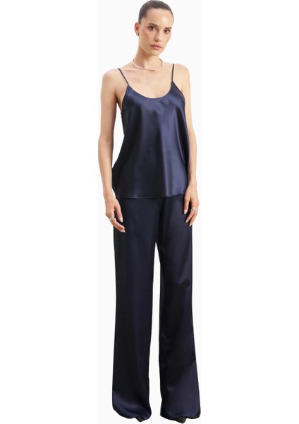Formal Satin Straight Leg Trousers Saten Düz Paça Kadın Pantolon fırsatları