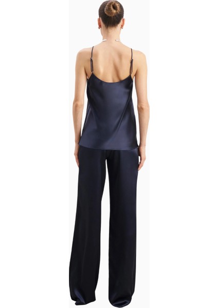 Formal Satin Straight Leg Trousers Saten Düz Paça Kadın Pantolon