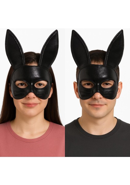 Zeroshop Siyah Renk Kumaş Malzemeden Imal Eva Tavşan Maskesi 19X15 cm