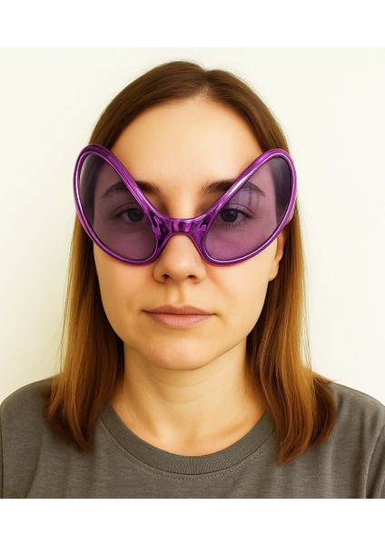 Zeroshop Retro Gözlük - 80 Li 90 Lı Yıllar Parti Gözlüğü Mor Renk 8X13 cm