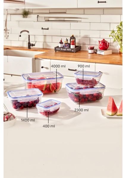 Dikdörtgen 10 Parça Contalı Vakumlu Sızdırmaz Hava Almaz Saklama Kabı Seti 2X(4000/2300/1400/900/400 Ml) fiyatları