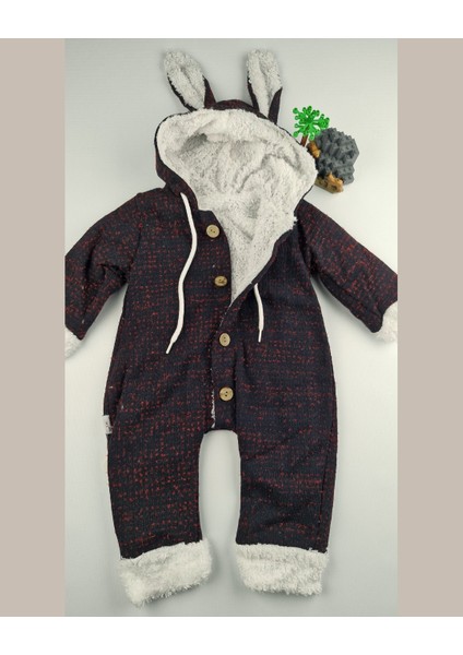 Pamuklu Welsoft Bebek Tulumu Tavşan Kulaklı Kapüşonlu & Düğmeli Siyah - 9-24 Ay fiyatları