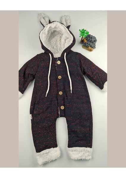 Pamuklu Welsoft Bebek Tulumu Tavşan Kulaklı Kapüşonlu & Düğmeli Siyah - 9-24 Ay fırsatları