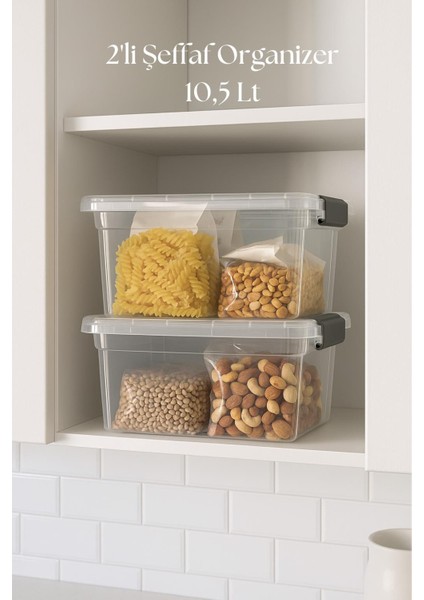 2 Li Şeffaf Saklama Kutusu & Düzenleme Kutusu 10,5 Lt