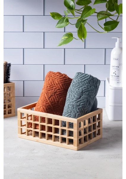 Bambu Organizer Büyük Dolap Içi Düzenleyici Sepet 18X26 cm