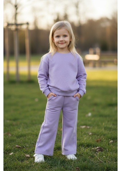 Taşlı Kışlık Kız Çocuk Ispanyol Paça Takım modelleri