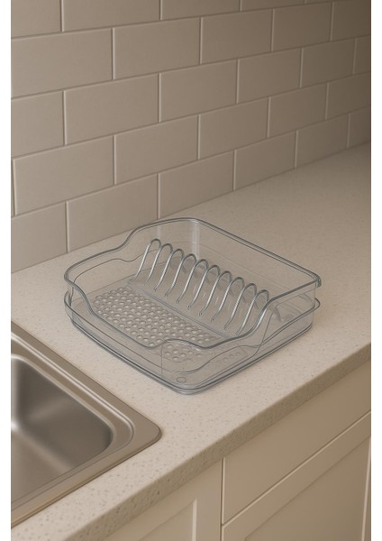 Şeffaf Akrilik Tabaklık Bulaşıklık Düzenleyici 2 Parça 37X38X7 cm fiyatları