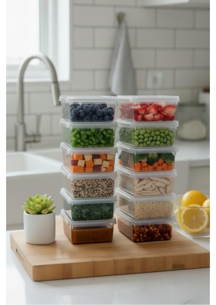 12 Li Kapaklı Derin Saklama Kabı Buzdolabı Düzenleyici 1.5 Lt