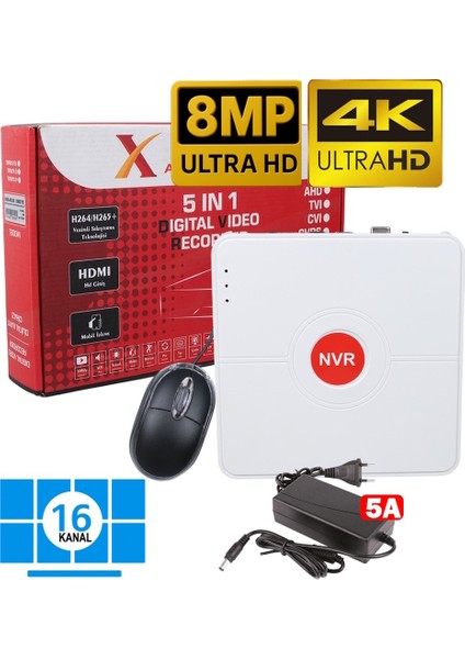 8mp Xmeye Icsee 16 Kanal Kayıt Cihazı Nvr 4K
