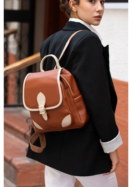 Asel Çanta,toka Detaylı, Taba açık vizon Suni Deri Bayan Sırt Çantası fiyatları