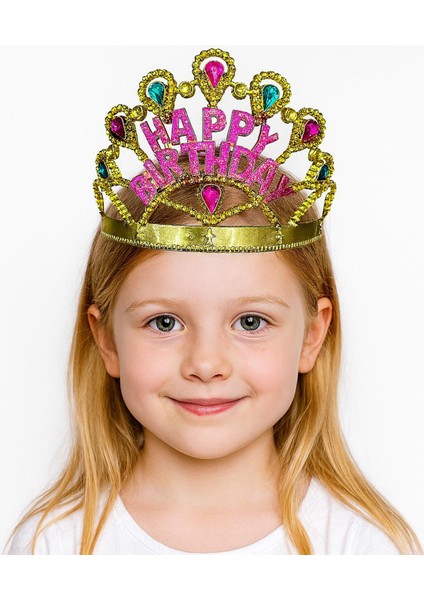 Zeroshop Altın Renk Happy Birthday Yazılı Doğum Günü Tacı 60 cm