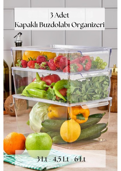 3 Lü Buzdolabı Organizeri Mıx Set (3 Lt + 4,5 Lt + 6 Lt)
