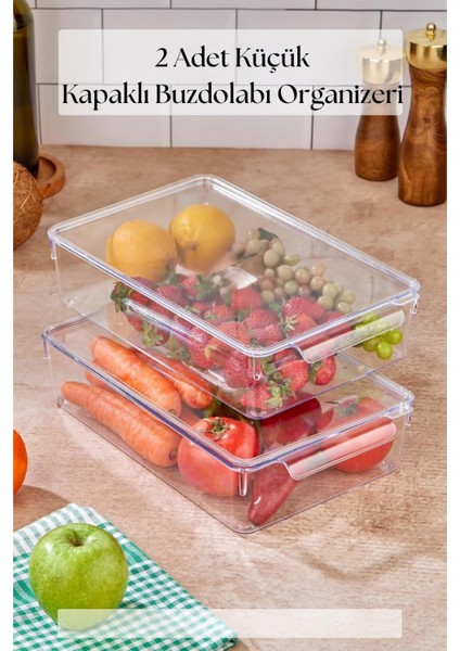 2 Li Kapaklı Buzdolabı Organizeri & Buzdolabı Düzenleyici 3 Lt