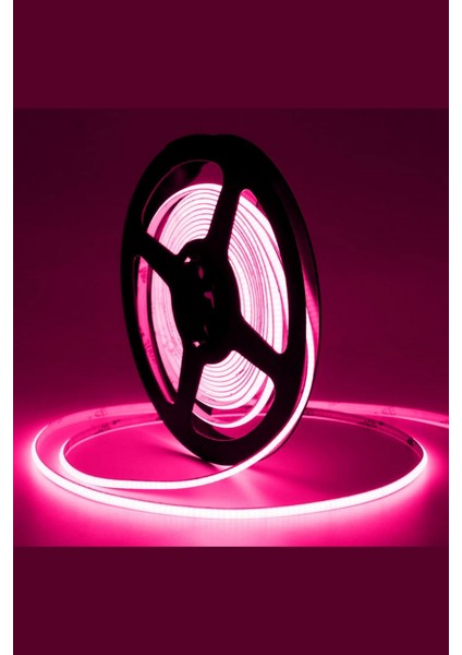 12V Cob Şerit LED 3mm 400 Ledli Ince Esnek Pembe Cob LED IP20 (5 Metre)