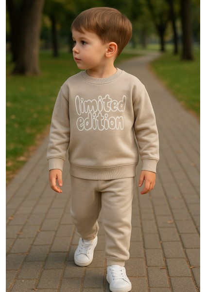 Erkek Çocuk Kışlık Eşofman Takımı Limited Edition Yazılı Pamuklu Üç Iplik Şardonlu Günlük Kombin 2-3-4-5-6 Yaş fırsatları