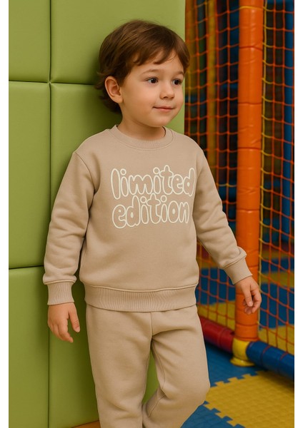 Erkek Çocuk Kışlık Eşofman Takımı Limited Edition Yazılı Pamuklu Üç Iplik Şardonlu Günlük Kombin 2-3-4-5-6 Yaş