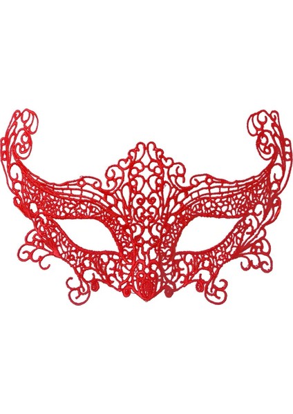 Zeroshop Kırmızı Renk Dantel Örgü Işlemeli Parti Maskesi Model 3