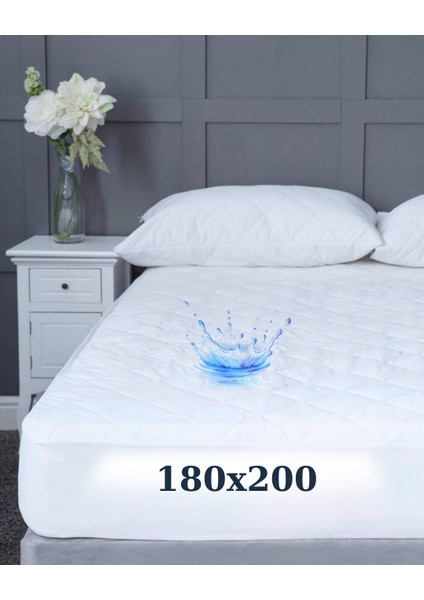 Çift Kişilik 180X200 Su Geçirmez Fitted Lastikli Yatak Koruyucu Alez | Kapitone Silikon Elyaf