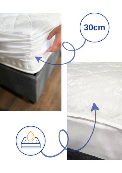 Çift Kişilik 180X200 Su Geçirmez Fitted Lastikli Yatak Koruyucu Alez | Kapitone Silikon Elyaf modelleri