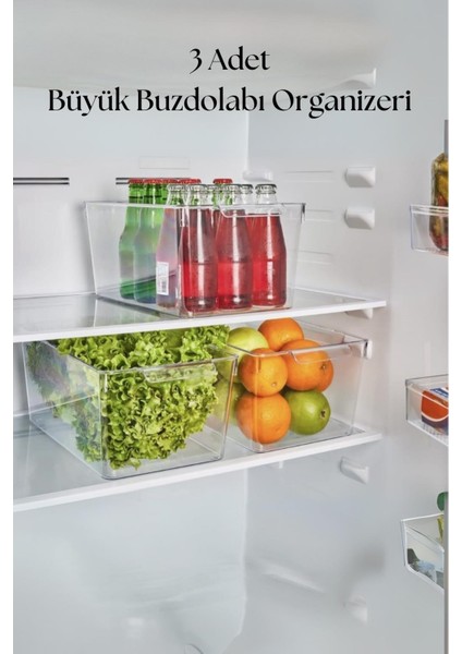3 Lü Buzdolabı Organizeri & Buzdolabı Düzenleyici 6 Lt