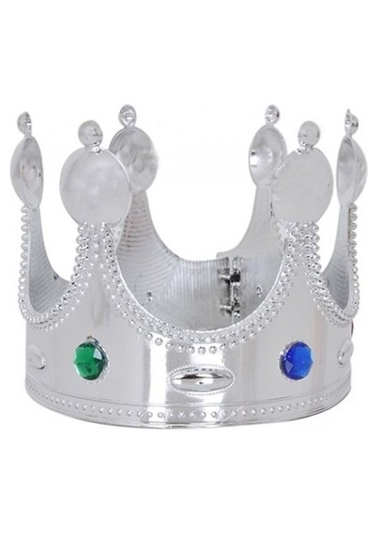 Zeroshop Plastik Kral Tacı Gümüş Renk Çocuk Boy 45 cm