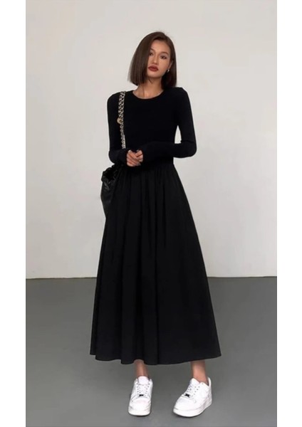 Kadın Uzun Kloş Etekli Elbise