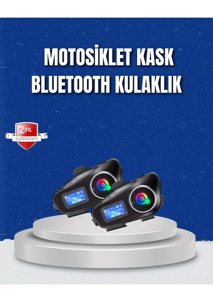 LCD Ekranlı Bluetooth Kask Kulaklığı Fm Radyo ve Sd Kart Girişli