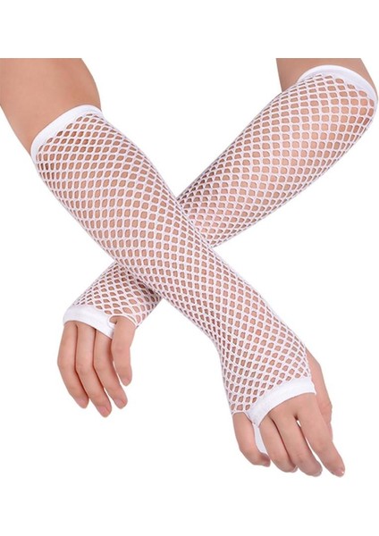 Zeroshop Uzun File Örgü Eldiven Beyaz Renk