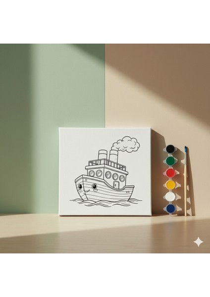 Çocuklar Için Ulaşım Araçları Serisi Gemi Baskılı Boyama Seti
