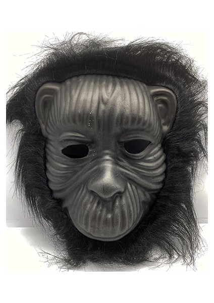 Zeroshop Siyah Renk Eva Goril Maskesi - Siyah Peluşlu Tüylü Orangutan Maskesi