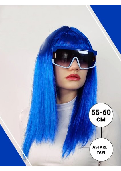 Zeroshop Mavi Renk Uzun Parti Peruğu
