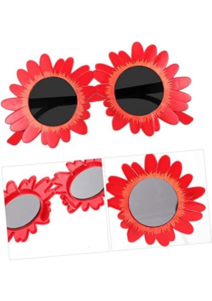 Zeroshop Kırmızı Renk Papatya Şekilli Parti Gözlüğü 18X10 cm