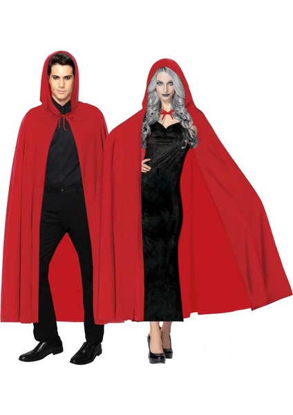 Zeroshop Kırmızı Renk Kapşonlu Pelerin 120 cm