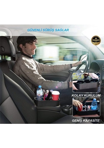 Ford Transit 2008-2009-2010-2011-2012-2013-2014 Araç Içi Koltuk Arası Bardak Tutucu & Başlık Askılı Bardaklık Organizer – Siyah, 26.5X8X9.5 cm – Pratik Eşya Düzenleyici fırsatları