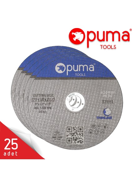 Tools Metal Kesici Taş 230X3.0X22.23 mm 25 Adet